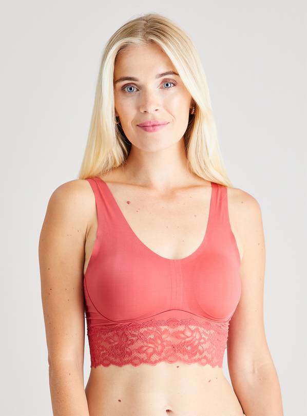 Pink Lace Underband Invisible Crop Top - 16